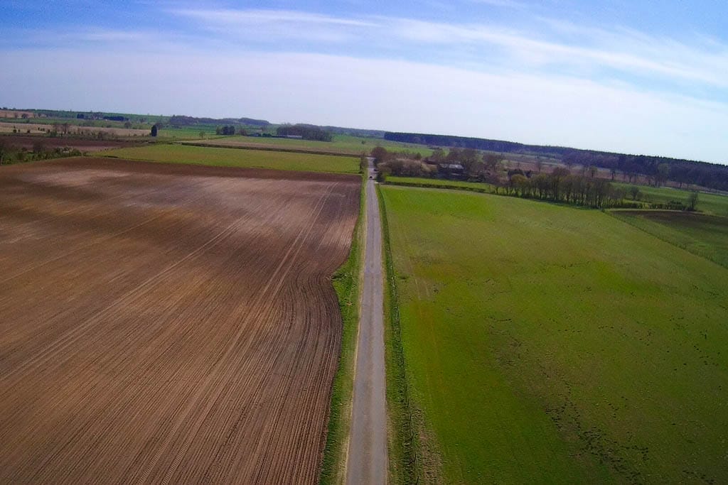 Lincolnshire Wolds road near Tealby aerial