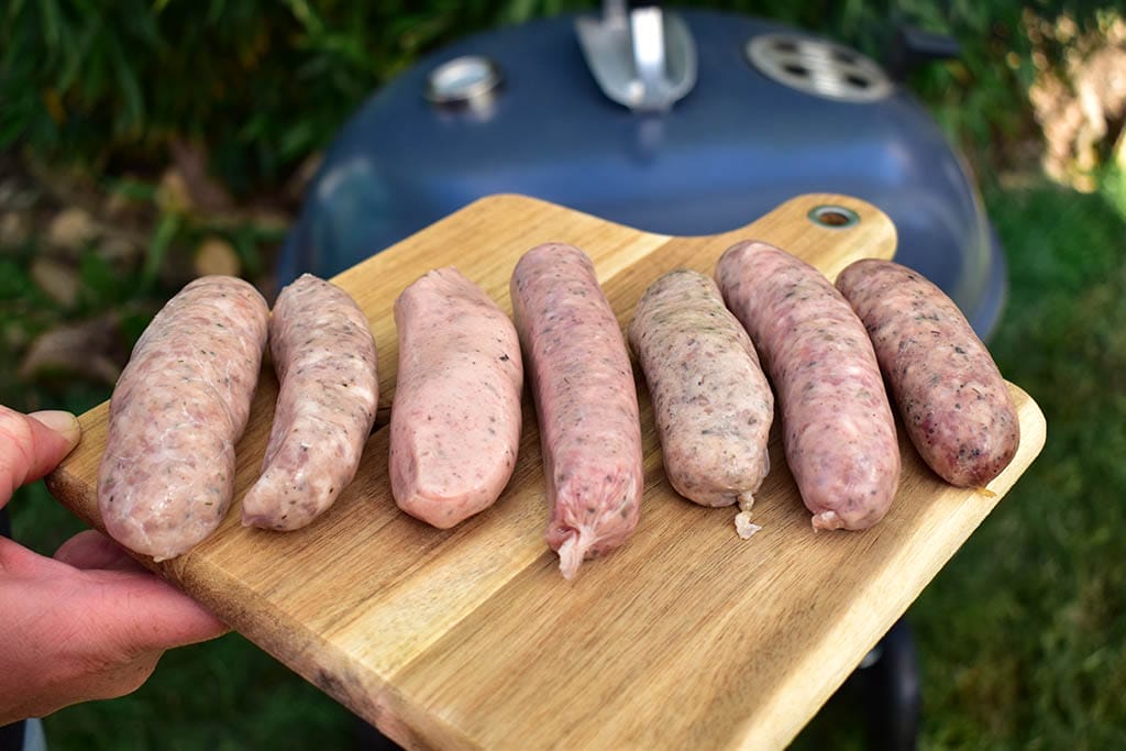 Lincolnshire Sausage Selection Lincolnshire sausage before cooking