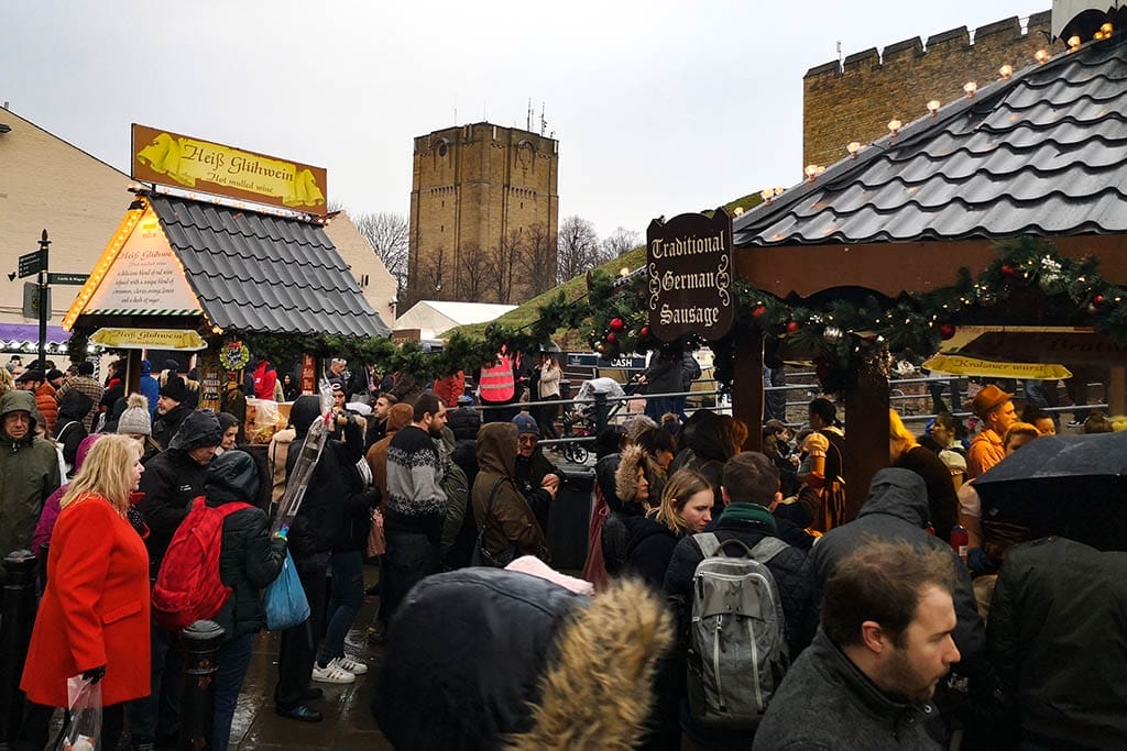 Lincoln Christmas Market Daytime Traditional German Sausage stall