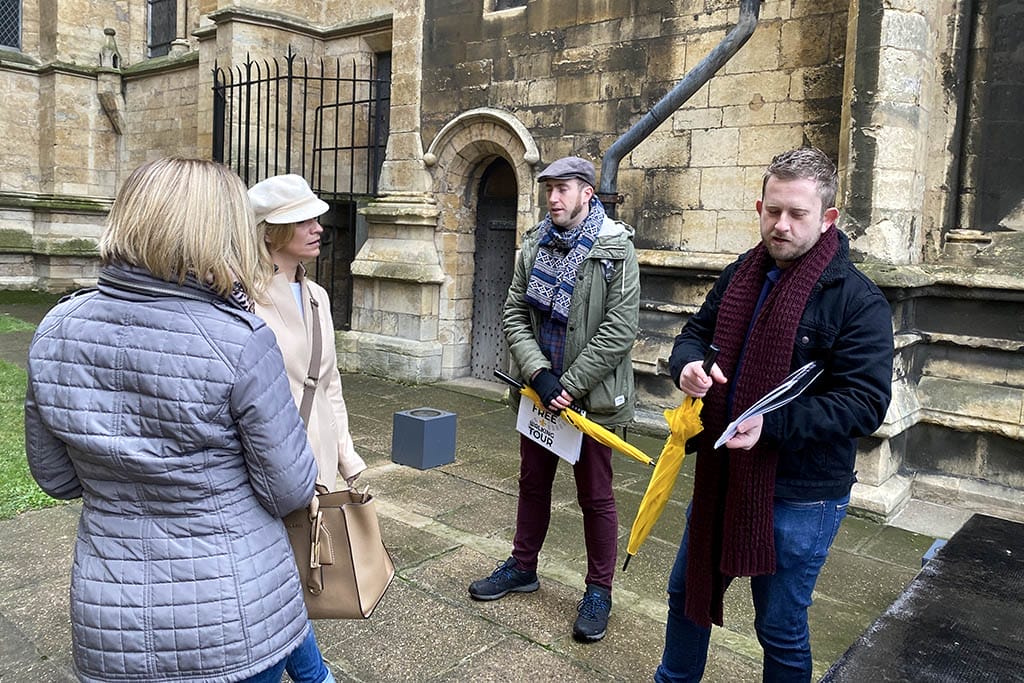 Lincoln Free Walking Tour Cathedral Brant and Matt by Lincoln Cathedral