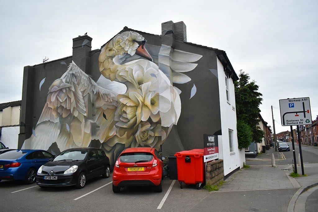 Curtis Hylton Swan Curtis Hylton swan mural Portland Street Lincoln
