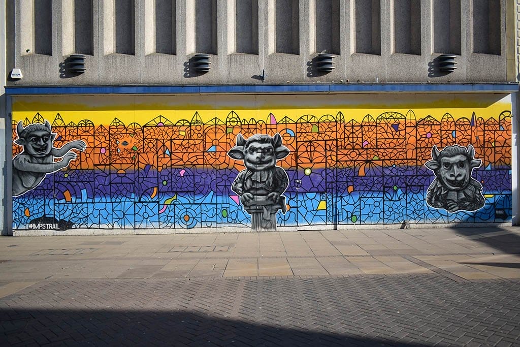 Temporary street art: Lincoln Imp mural High Street