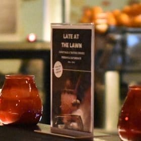 Late at the Lawn bar sign wide