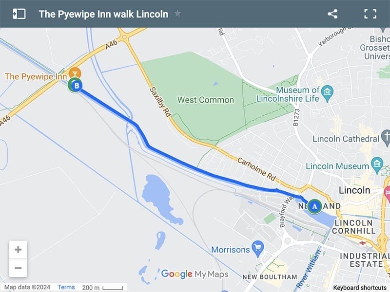 Pyewipe Inn Map Pyewipe Inn walk map