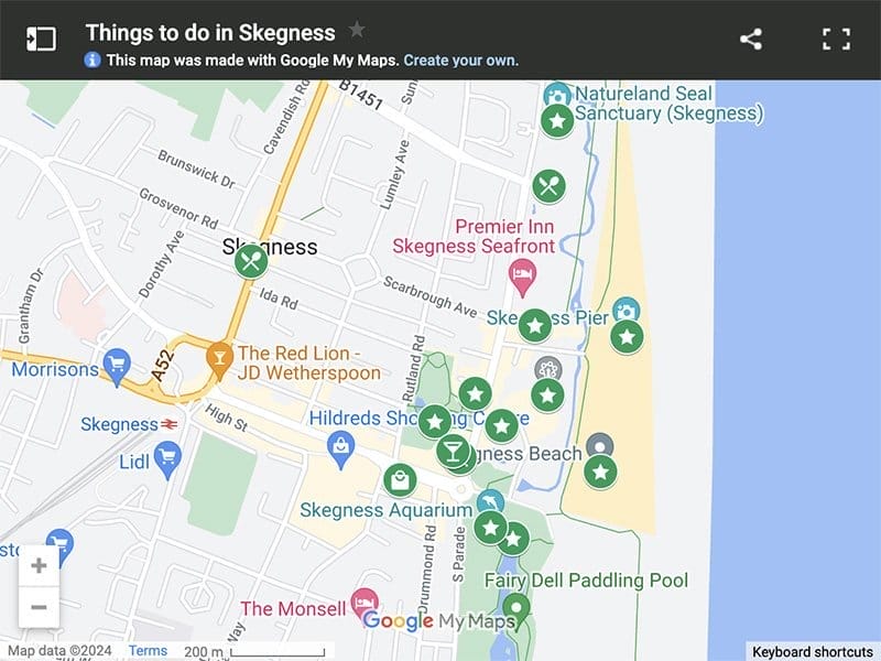 Map of things to do in Skegness