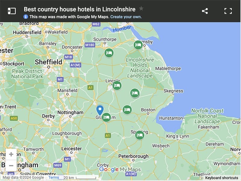 Country house hotels in Lincolnshire Map Map of country house hotels in Lincolnshire