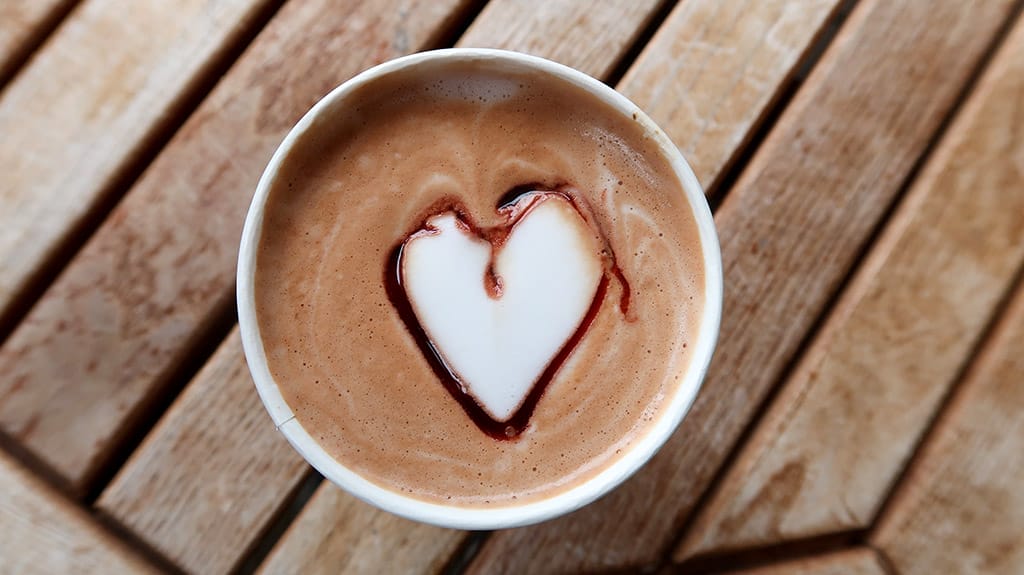 Sticky date flat white heart
